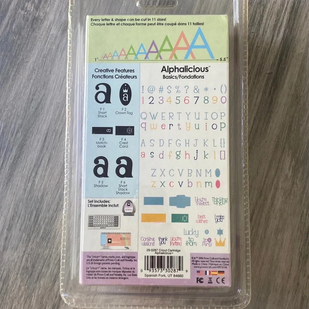 Cricut Alphalicious Cartridge - Still in wrapper Provo Craft Letter Cutter